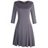  US Direct  MISSKY Women Casual Scoop Neck Long Sleeve Slim Solid Color Ruched Swing Dress