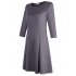  US Direct  MISSKY Women Casual Scoop Neck Long Sleeve Slim Solid Color Ruched Swing Dress
