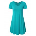 US MISSKY Women's Casual Loose Tops Short Sleeve T-shirt V-neck Tunic