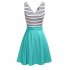  US Direct  MISSKY Women s Stripe Mini Sleeveless Dress Back Open A line Casual Dress Green