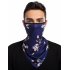  US Direct  MOUNCHAIN Ear Hanging Mask Printed Pullover Outdoor Sports Headcover Casual Sunproof Mask Scarf  Navy blue flower