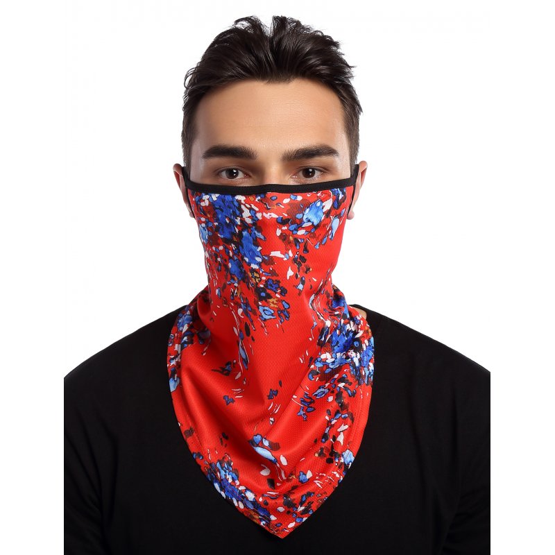 [US Direct] MOUNCHAIN Ear Hanging Mask Printed Pullover Outdoor Sports Headcover Casual Sunproof Mask Scarf  Orange flower