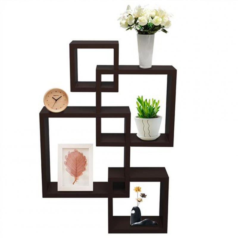 US Mdf 4-in-1 Combination Wall  Shelf Wall-sticking Holder Household Furniture Dark brown