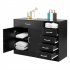  US Direct  Mdf Bathroom Cabinet With Double Doors Five Drawers Lightweight Waterproof Space saving Storage Cabinet black