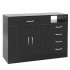  US Direct  Mdf Bathroom Cabinet With Double Doors Five Drawers Lightweight Waterproof Space saving Storage Cabinet black