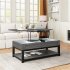  US Direct  Mdf Board U shaped Lift Type Coffee Table With Internal Storage Space Shelf gray
