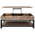  US Direct  Mdf Board U shaped Lift Type Coffee Table With Internal Storage Space Shelf brown