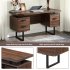  US Direct  Mdf Computer  Desk With Drawers For Home Office 59  Writing Desk Household Furniture Brown