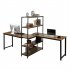  US Direct  Mdf Home Office Computer Desk With Shelves Extra large Double person Table Desk With Storage Shelf Brown