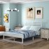  US Direct  Mdf Pine Full size Platform Bed With Headboard 56 5 x 77 5 Inches Bed white