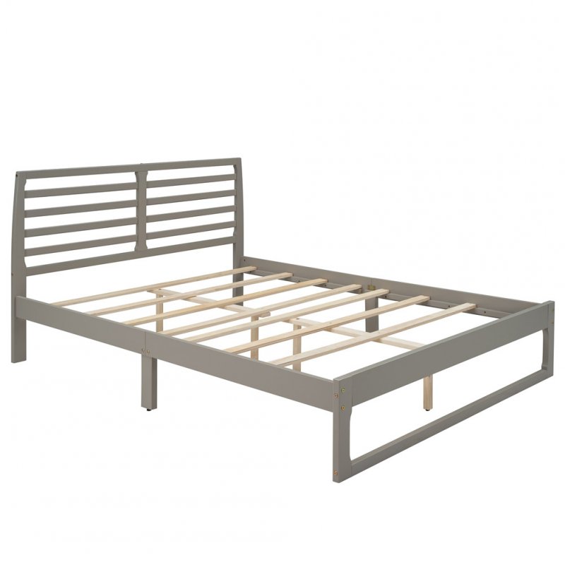 US Mdf Pine Queen-size Platform Bed With Headboard 63.3 x 82.2 Inches Bed white