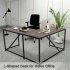  US Direct  Mdf metal Frame L shaped Home Office Computer Desk With Modern Style Easy To Assemble Mahogany Color