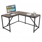  US Direct  Mdf metal Frame L shaped Home Office Computer Desk With Modern Style Easy To Assemble Mahogany Color