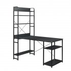 [US Direct] Mdf+metal Frame Home Office Computer Desk 5 Layers Open Type Bookshelves Large Storage Space black