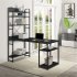  US Direct  Mdf metal Frame Home Office Computer Desk 5 Layers Open Type Bookshelves Large Storage Space black