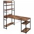  US Direct  Mdf metal Frame Home Office Computer Desk 5 Layers Open Type Bookshelves Large Storage Space brown
