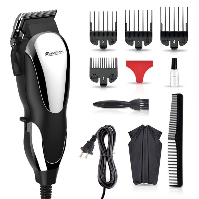 US Men Corded Hair Clipper Powerful Electric Hair Clipper Hair Beard Trimmer Low Noise Hair Clipper black
