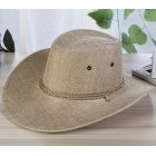 US Men Summer Cool Western Cowboy Hat Outdoor Wide Brim Hat   cream-coloured