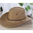 US Men Summer Cool Western Cowboy Hat Outdoor Wide Brim Hat   Khaki