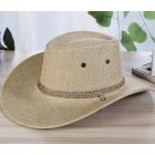 [US Direct] Men Summer Cool Western Cowboy Hat Outdoor Wide Brim Hat   Beige