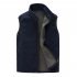  US Direct  Men Warm Full Zip Casual Fleece Vest Outdoor Climbing Hiking Gilets Waist Coat navy blue XL