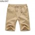  US Direct  Men s Casual Solid Color Drawstring Waist Flax Straight Half Pans Beach Breeches