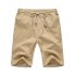  US Direct  Men s Casual Solid Color Drawstring Waist Flax Straight Half Pans Beach Breeches