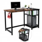 [US Direct] Metal 47-inch Home Computer Desk Waterproof Tabletop Multi-purpose Office Table With Storage Shelves brown