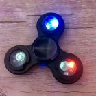 US Metal Fidget Spinner, LED Light Tri Hand Spinning Finger Toy, EDC Hand Spinners Stocking Stuffer for ADHD Focus Relieves Anxiety and Boredom Black