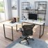  US Direct  Metal Frame L shaped Desk Home Office Computer  Desk Adjustable Footpads Desk white