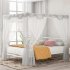  US Direct  Metal Framed Canopy    Bed With  Built in Headboard Furniture For Bedroom white