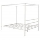 [US Direct] Metal Framed Canopy    Bed With  Built-in Headboard Furniture For Bedroom white