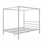  US Direct  Metal Framed Canopy  Platform  Bed With Built in Headboard Household Furniture Silver