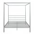  US Direct  Metal Framed Canopy  Platform  Bed With Built in Headboard Household Furniture Silver