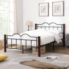 [US Direct] Metal Full Size Platform Bed With Wooden Feet(Expected To Arrive On June 14)