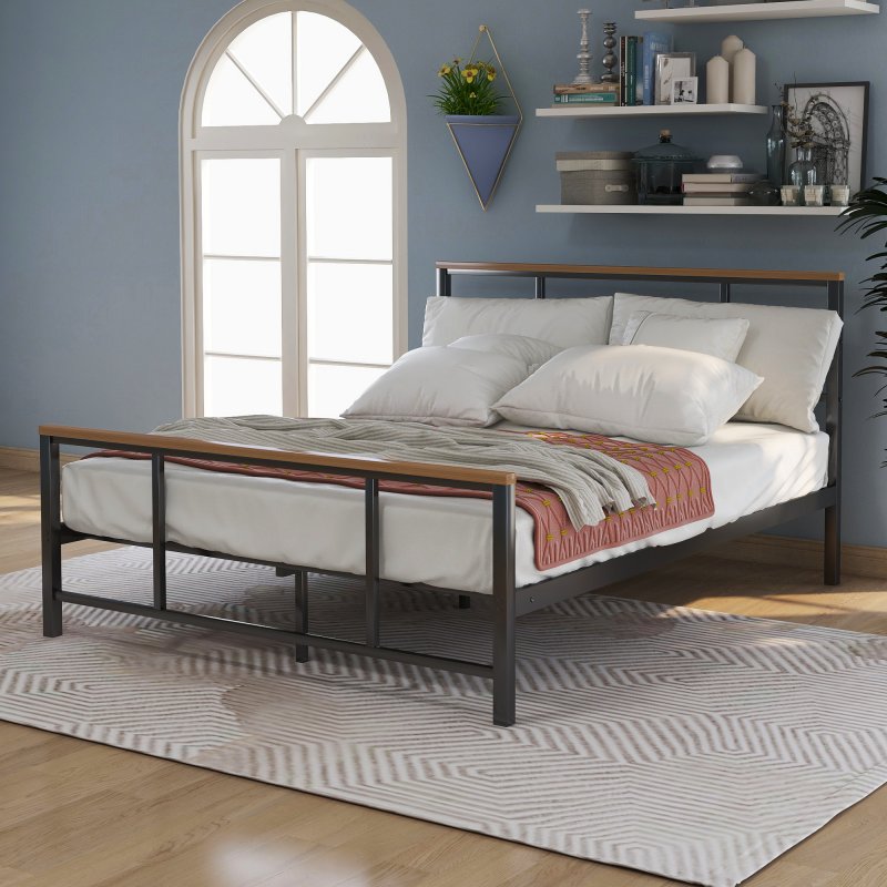 US Metal bed with wood decoration （Twin size）
