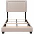  US Direct  Milan Upholstered Platform Bed with Wooden Slats and Nailhead Detail  Twin 