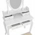  US Direct  Mirror Dresser Mdf Solid Wood Modern Concise 4 drawer 360 degree Rotation Removable Mirror Dresser White