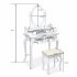  US Direct  Mirror Dresser Mdf Solid Wood Modern Concise 4 drawer 360 degree Rotation Removable Mirror Dresser White