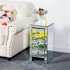  US Direct  Mirrored Nightstand End  Table With 3 drawers For Bedroom Mini Cabinet Silver