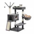  US Direct  Modern Cat Tree Multi level Cat Tower With Spacious Condo Cozy Hammock Large Top Perch And Scratching Board For Big Cats grey