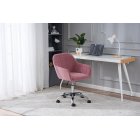 [US Direct] Modern New Pink Velvet Desk Chair With Chorme Metal Base Ergonomic Computer Task Chair with Arms Adjustable Height Swivel Home office chair