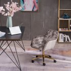 [US Direct] Modern Velvet Light Coffee Material Adjustable Height 360 revolving Home Office Chair with Gold Metal Legs and Universal Wheel for Indoor