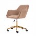  US Direct  Modern Velvet Light Coffee Material Adjustable Height 360 revolving Home Office Chair with Gold Metal Legs and Universal Wheel for Indoor