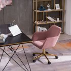 [US Direct] Modern Velvet Light Coffee Material Adjustable Height 360 revolving Home Office Chair with Gold Metal Legs and Universal Wheel for Indoor