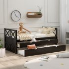 [US Direct] Multi-Functional Daybed with Drawers and Trundle, Espresso