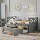 [US Direct] Multi-Functional Daybed with Drawers and Trundle, Espresso