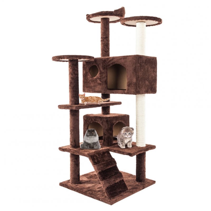 US Multi-level Cat Tree Condo Furniture Cat Climbing  Frame Fx-20-2 For Kittens Cats Pets brown