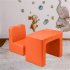 US Direct  N101 49   32   39cm Children Sofa Environmental Protection Pvc Solid Wood Composite Board Rectangular Orange 2 In 1 Sofa With Table orange