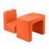  US Direct  N101 49   32   39cm Children Sofa Environmental Protection Pvc Solid Wood Composite Board Rectangular Orange 2 In 1 Sofa With Table orange